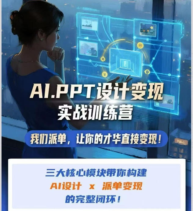 AI+PPT设计变现实战训练营,我们派单,让你的才华直接变现,三大核心模块带你构建Al设计x派单变现的完整闭环-副业网