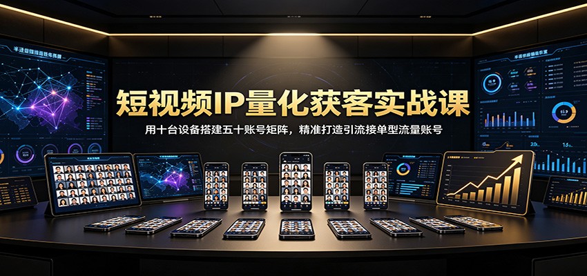 短视频IP量化获客实战课:用十台设备搭建五十账号矩阵,精准打造引流接单型流量账号-副业网