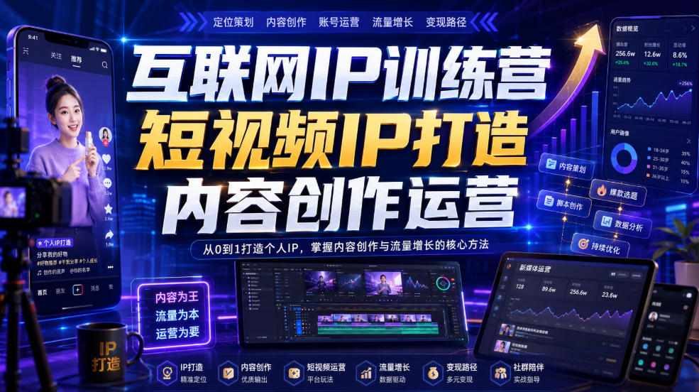 互联网IP训练营,短视频IP打造,内容创作运营-副业网