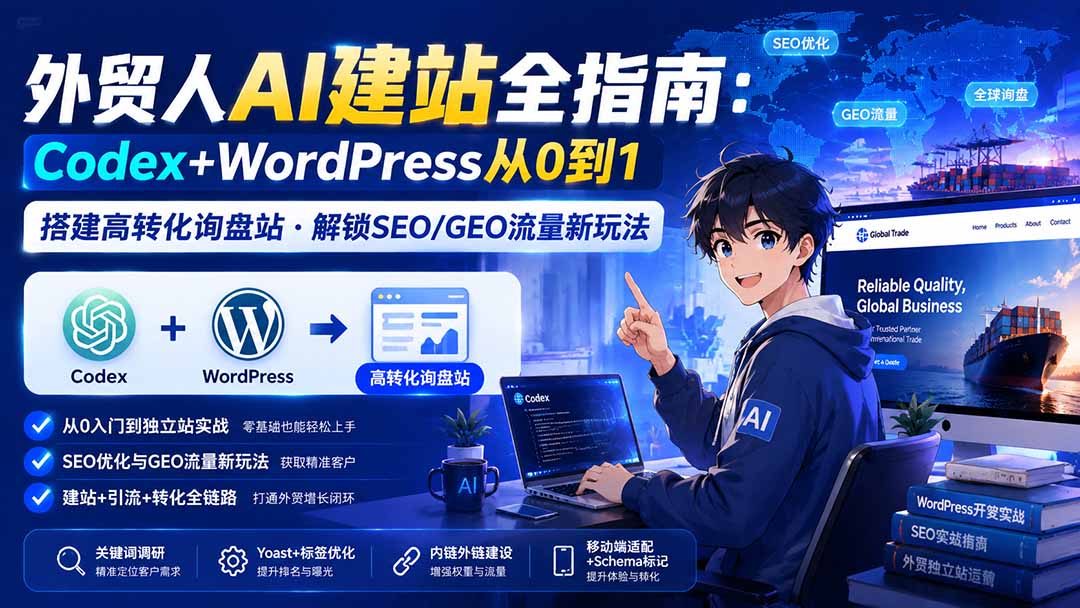图片[2]-外贸人AI建站全指南：Codex+WordPress从0到1·搭建高转化询盘站·解锁SEO/GEO流量新玩法-更新-副业网