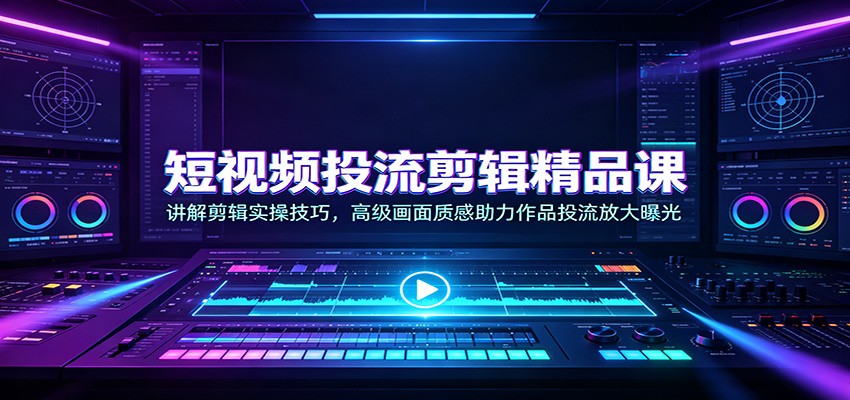 短视频投流剪辑精品课:讲解剪辑实操技巧,高级画面质感助力作品投流放大曝光-副业网