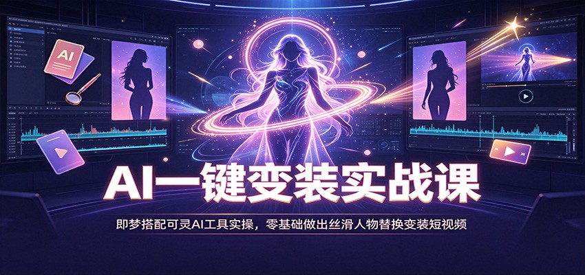 AI一键变装实战课:即梦搭配可灵AI工具实操,零基础做出丝滑人物替换变装短视频-副业网