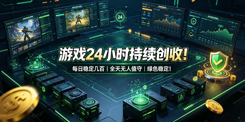 游戏24小时持续创收！每日稳定几百，全天无人值守，绿色稳定！【揭秘】-副业网
