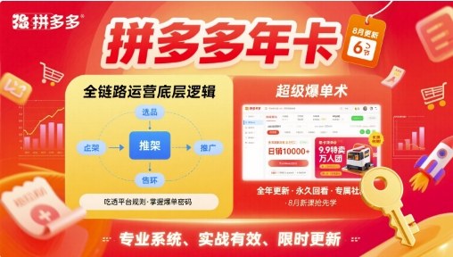 拼多多年卡，拼多多全链路运营底层逻辑，超级爆单术【更新26年8月】-副业网