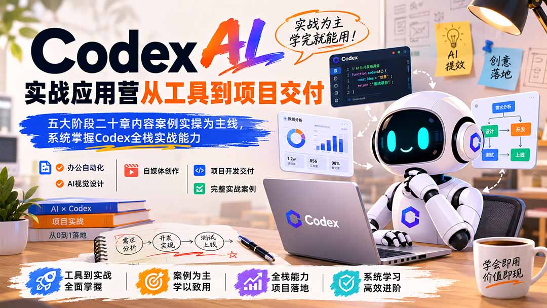图片[2]-Codex AI实战应用营从工具到项目交付；五大阶段二十章内容案例实操为主线，系统掌握Codex全栈实战能力-副业网