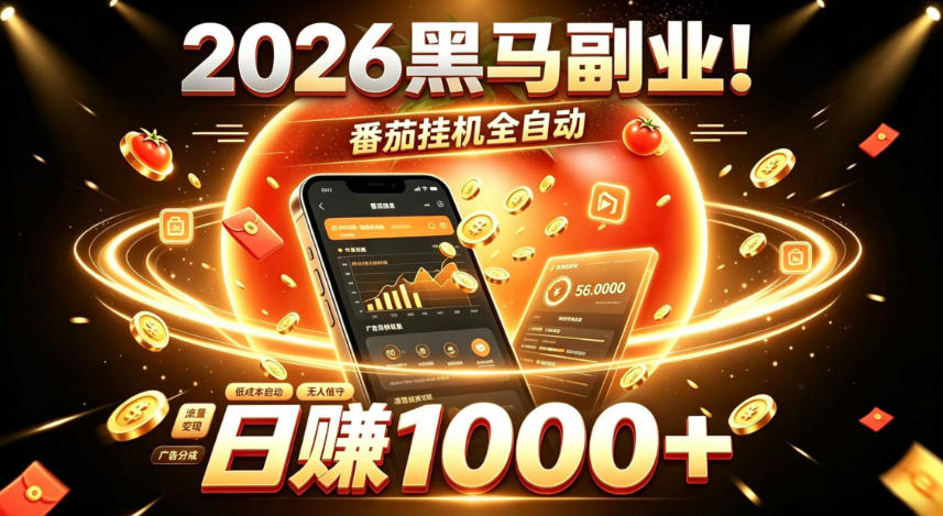 2026黑马副业!番茄挂G全自动日入1000+,操作最简单、门槛最低的线上轻资产项目【揭秘】-副业网