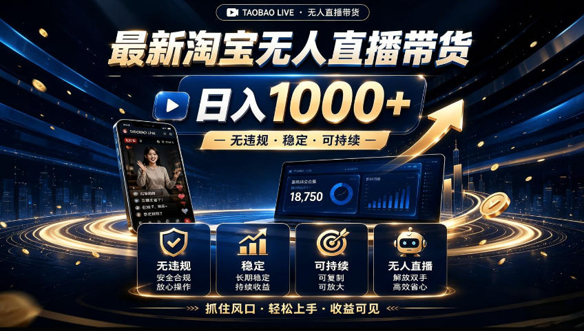 2026淘宝无人直播15.0,独家新技术,不用露脸、不用熬夜,自动直播自动出单,25小时卖17W【揭秘】-副业网