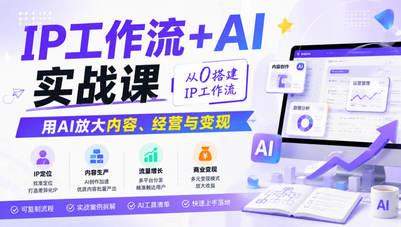IP工作流+AI实战课,从0搭建IP工作流,用AI放大内容、经营与变现-副业网