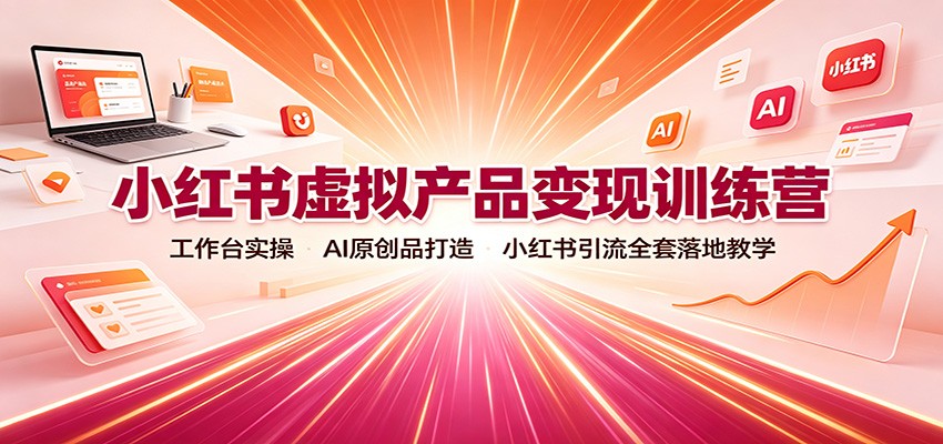小红书虚拟产品变现训练营:工作台实操,AI原创品打造,小红书引流全套落地教学-副业网