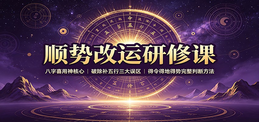 顺势改运研修课：八字喜用神核心，破除补五行三大误区，得令得地得势完整判断方法-副业网