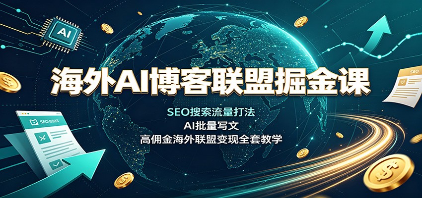 海外AI博客联盟掘金课：SEO搜索流量打法，AI批量写文，高佣金海外联盟变现全套教学-副业网