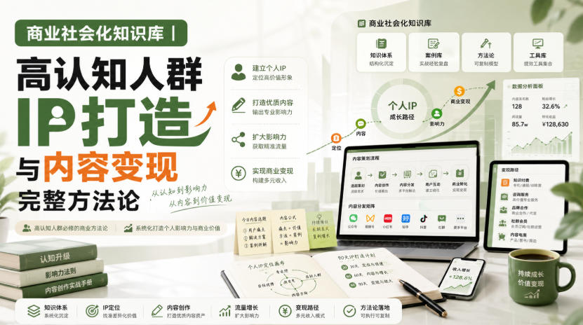 商业社会化知识库|高认知人群IP打造与内容变现完整方法论【文档】-副业网