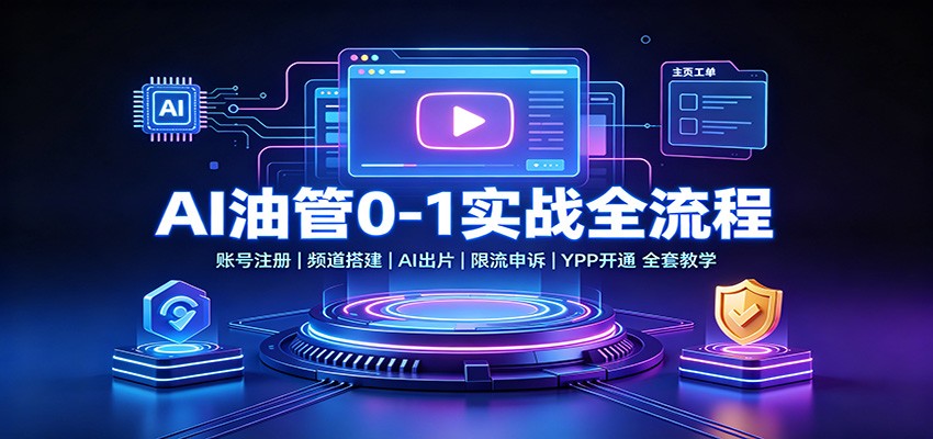 AI油管0-1实战：账号注册频道搭建，AI出片，限流申诉，YPP开通全套教学-副业网