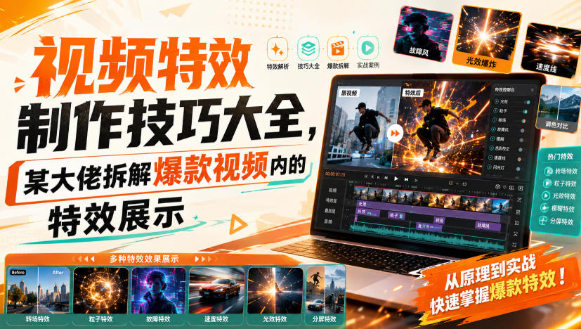 视频特效制作技巧大全,某大佬拆解爆款视频内的特效展示-副业网