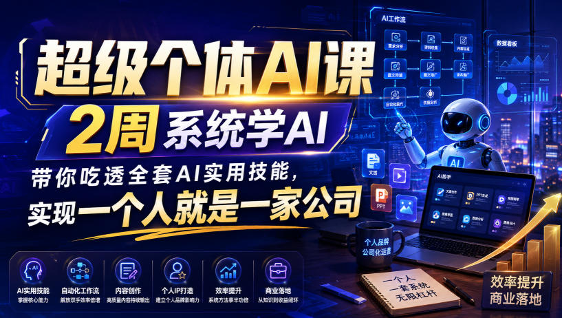 超级个体AI课,2周系统学AI,带你吃透全套AI实用技能,实现一个人就是一家公司(更新0818)-副业网