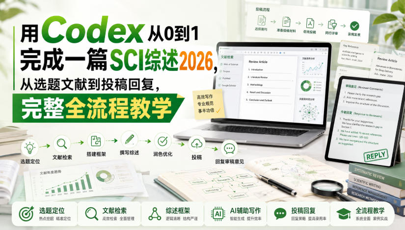 用Codex从0到1完成一篇SCI综述2026,从选题文献到投稿回复,完整全流程教学-副业网