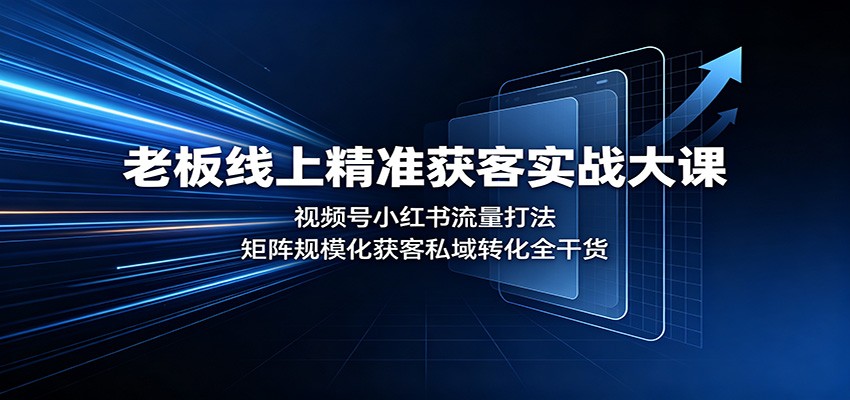 老板线上精准获客实战大课:视频号小红书流量打法,矩阵规模化获客私域转化全干货-副业网