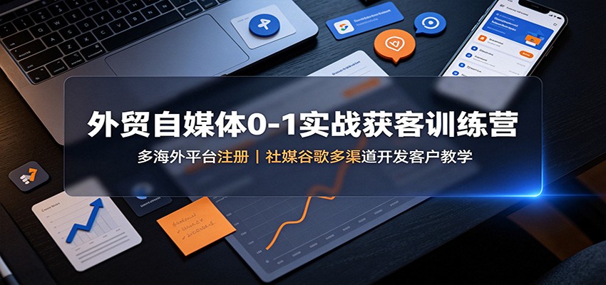 外贸自媒体0-1实战获客训练营：多海外平台注册，社媒谷歌多渠道开发客户教学-副业网