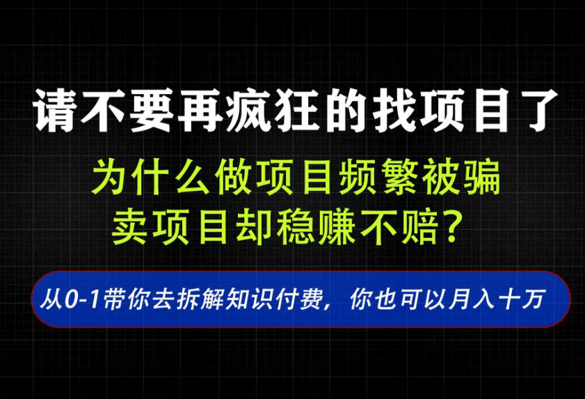 找项目？别傻了！卖项目才是真的一本万利！看完你全都懂了【揭秘】-副业网