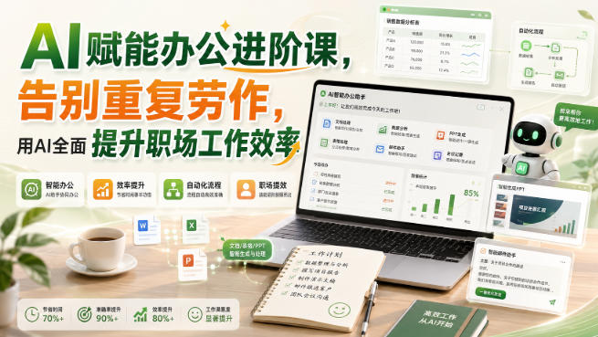 AI赋能办公进阶课,告别重复劳作,用AI全面提升职场工作效率-副业网