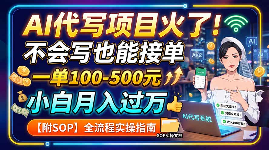 AI代写项目火了!不会写也能接单,一单100-500元,小白月入过万【附SOP】-副业网