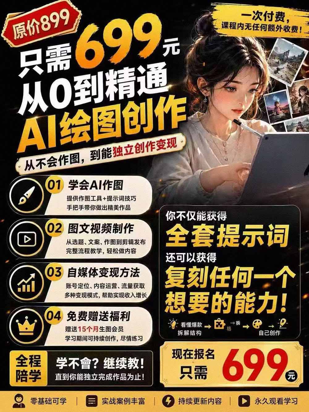 图片[3]-外面卖699元的抖音10W粉博主AI绘图实战课：提示词+爆款复刻+漫画创作+封面设计，从0掌握AI作图与变现完整流程-副业网
