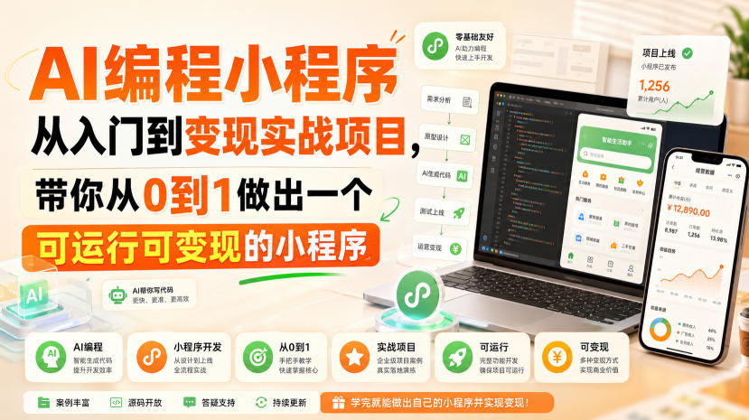 AI编程小程序从入门到变现实战项目,带你从0到1做出一个可运行可变现的小程序-副业网