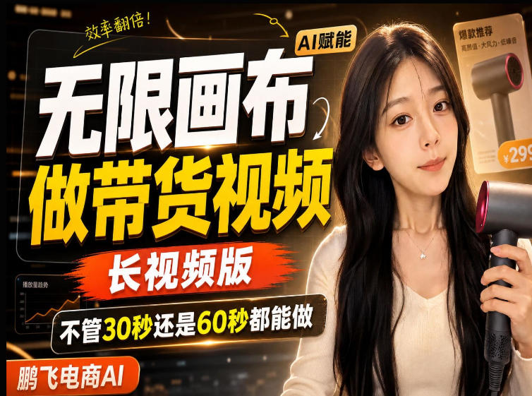 【保姆级教程】无限画布搭建长带货视频，拼接不翻车全程一致，小白跟着步骤也能上手-副业网