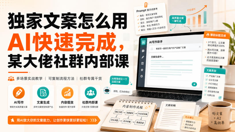 独家文案怎么用AI快速完成,某大佬社群内部课-副业网