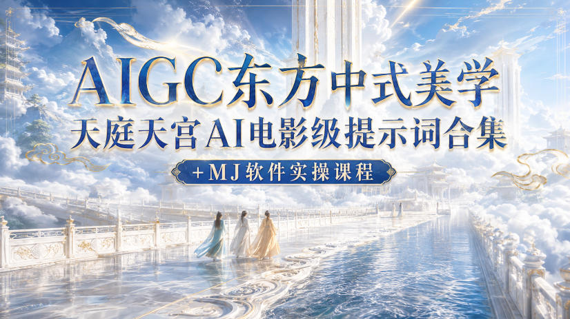 AIGC东方中式美学天庭天宫AI电影级提示词合集+MJ软件实操课程-副业网