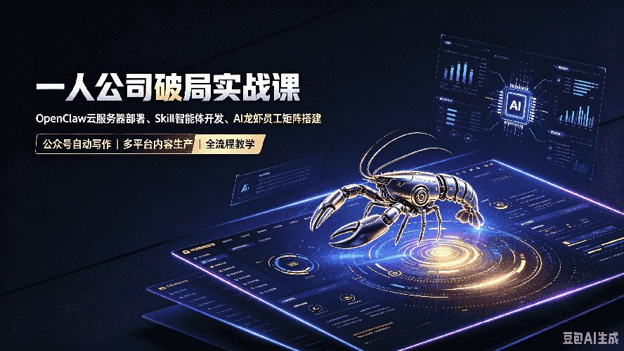 一人公司破局实战课｜OpenClaw云服务器部署、Skill智能体开发、AI龙虾员工矩阵搭建，公众号自动写作与多平台内容…-副业网