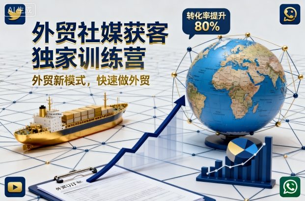外贸社媒获客独家训练营，外贸新模式，快速做外贸(更新26年08月21日)-副业网