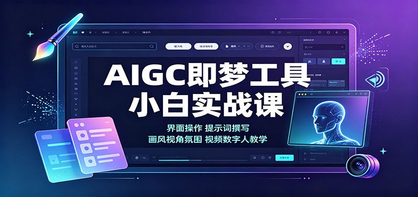 AIGC即梦工具小白实战课:界面操作,提示词撰写,画风视角氛围视频数字人教学-副业网
