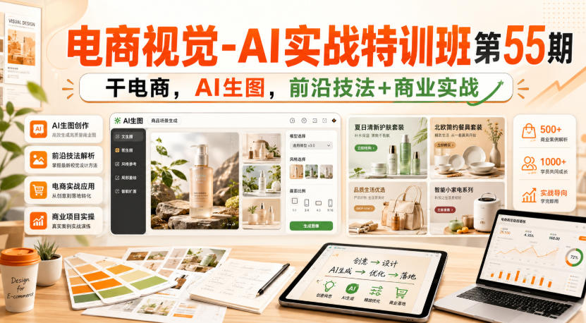 电商视觉-AI实战特训班第55期，干电商，AI生图，前沿技法+商业实战-副业网