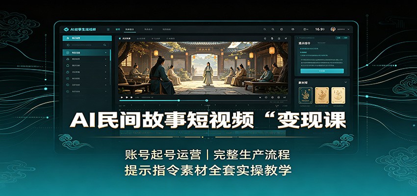 AI民间故事短视频变现课：账号起号运营，完整生产流程，提示指令素材全套实操教学-副业网