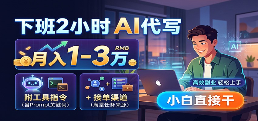 下班2小时AI代写,月入1-3万,附工具指令+接单渠道,小白直接干-副业网