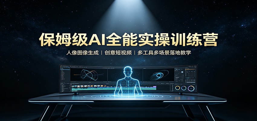 保姆级AI全能实操训练营：人像图像生成，创意短视频，多工具多场景落地教学-副业网