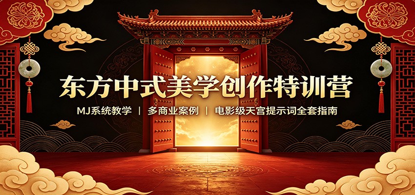 东方中式美学创作特训营:MJ系统教学,多商业案例,电影级天宫提示词全套指南-副业网
