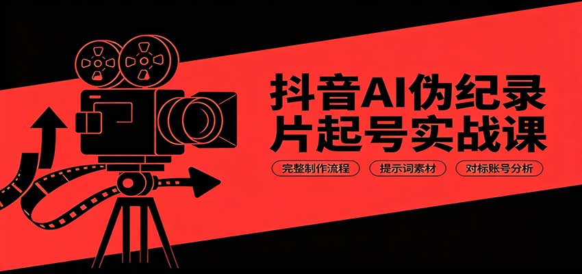 抖音AI伪纪录片起号实战课:完整制作流程,提示词素材,对标账号分析-副业网