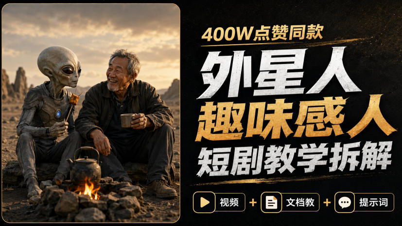 400W点赞同款外星人趣味感人短剧教学拆解，视频+文档教+提示词-副业网