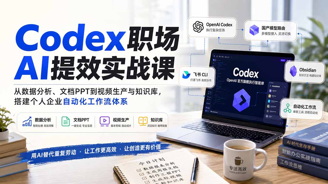 图片[2]-Codex职场AI提效实战课：从数据分析、文档PPT到视频生产与知识库，搭建个人企业自动化工作流体系-副业网