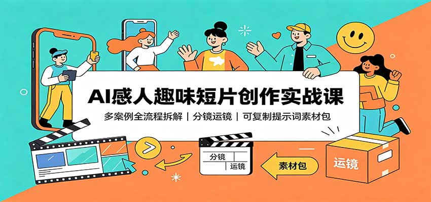 AI感人趣味短片创作实战课：多案例全流程拆解，分镜运镜，可复制提示词素材包-副业网