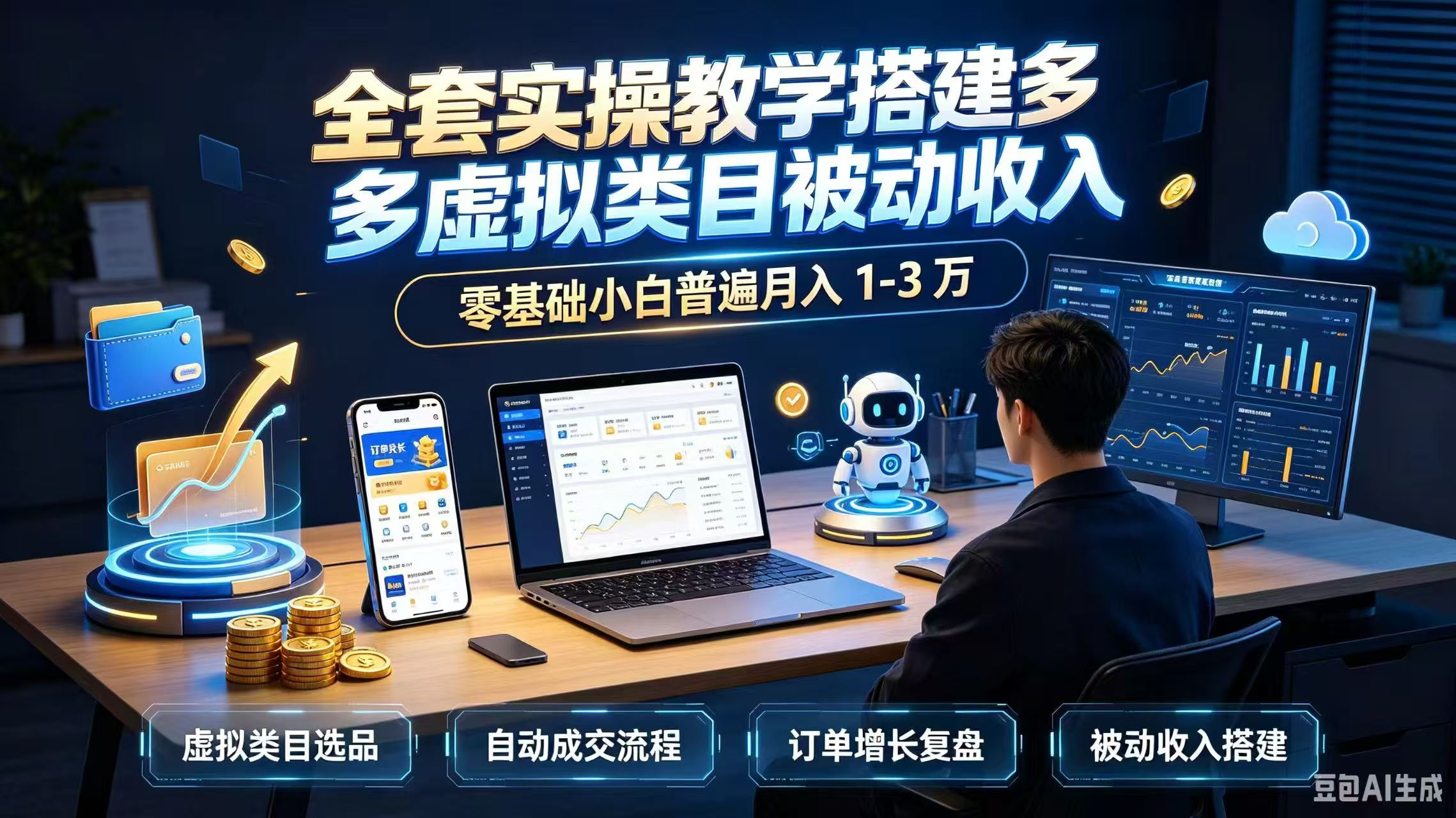 全套实操教学搭建多多虚拟类目被动收入，零基础小白普遍月入 1-3 万-副业网