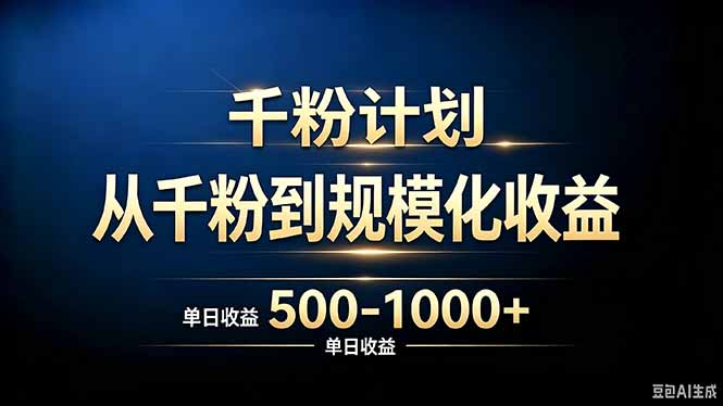 抖音千粉账号计划,从千粉到规模化收益 500-1000+单日收益-副业网