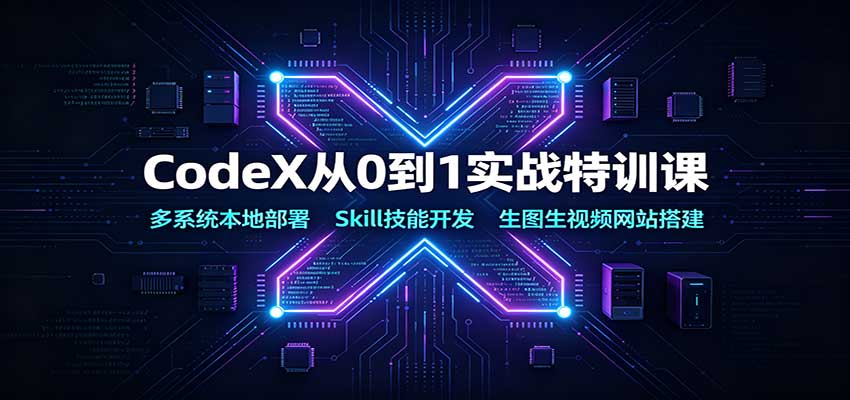 CodeX从0到1实战特训课：多系统本地部署，Skill技能开发，生图生视频网站搭建-副业网
