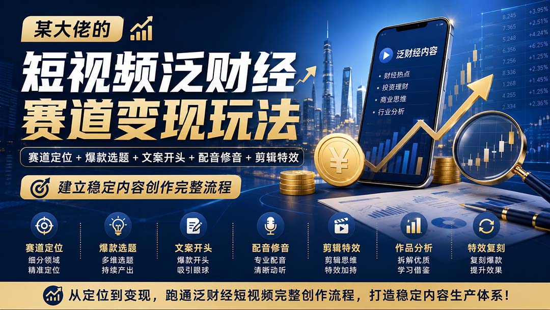 图片[2]-某大佬的短视频泛财经赛道变现玩法：赛道定位+爆款选题+文案开头+配音修音+剪辑特效，建立稳定内容创作完整流程-副业网