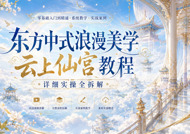 东方中式浪漫美学云上仙宫教程,详细实操全拆解-副业网