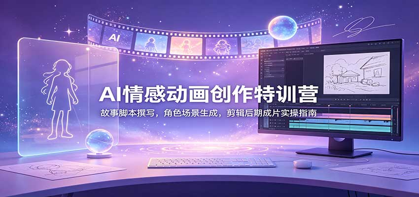 AI情感动画创作特训营:故事脚本撰写,角色场景生成,剪辑后期成片实操指南-副业网