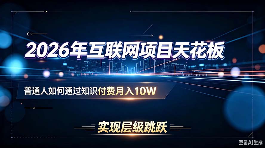 2026年互联网项目天花板:普通人如何通过知识付费月入10W,实现层级跳跃-副业网