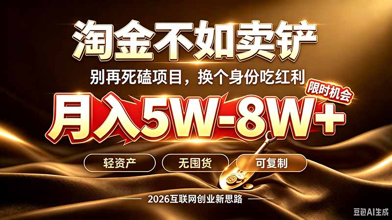 别再傻乎乎埋头跑项目!互联网真正赚钱逻辑:做卖铲人,拒绝当韭菜,逆风翻盘月入5-8W+-副业网